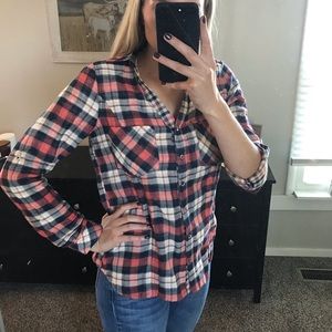 Orange & Navy Flannel size L